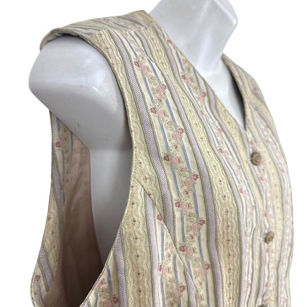 Liz Claiborne Lizsport Vintage Cottagecore Floral Pastel Vest Cotton Blend 16 - Picture 4 of 16